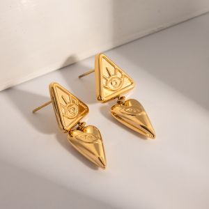 Plain Devil\'s Eye 18k Gold Plated Drop Earrings