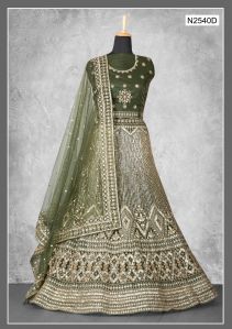 Dark Green Designer Party Wear Lehenga