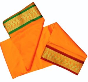 Mens Orange Silk Dhoti