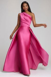 Pink Mermaid One Shoulder Partywear Gown