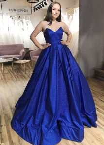 Royal Blue Sequin Floor Length Partywear Gown