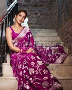 111 Dark Purple Lichi Silk Sarees