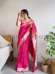 1150 Pink Zari Silk Sarees, Occasion : Traditional