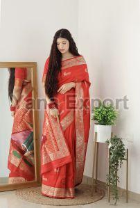 1150 Rich Red Zari Silk Sarees