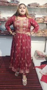 printed red frock
