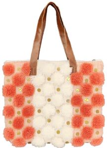 SEI-B-2089 Peach & White Handmade Bag