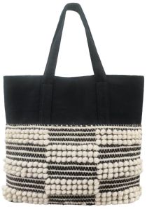 SEI-B-2546 Black & White Hand Woven Bag