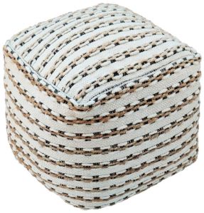 SEI-PO-1471 White & Brown Handmade Pouf