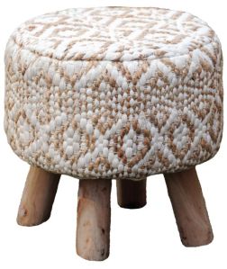 SEI-S-1685 White & Brown Hand Woven Stool