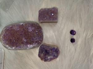 Amethyst precious stone and cluster
