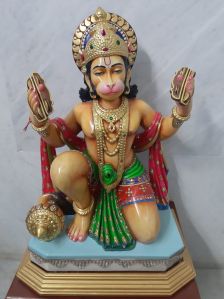Rama Bhajan Marble Sitting Hanuman Statue