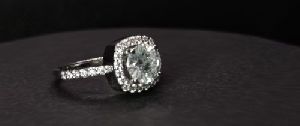 18Kt White Gold Halo Solitaire Engagement Ring