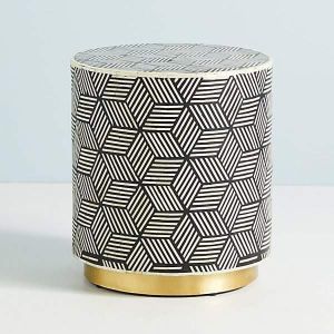 Bone Inlay Geometric Side Tables, For Hotel, Home