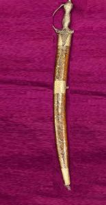 Brass Wood Cover Sword With Lion Face Handle