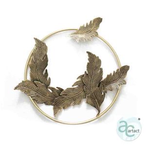 Circle Of Nature With Antique Gold Leaves Wall Art Metal Ring