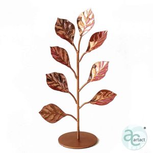 Copper Color Basil Leaves Decorative Metal Tree