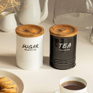 Tea/Sugar Canister with wood LID