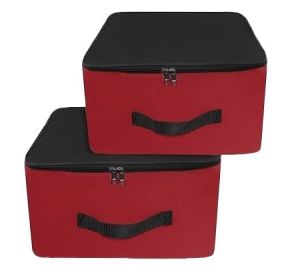 2 Pcs Combo Black & Red Nylon Wardrobe Storage Bag