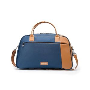 Blue & Brown Rexine Duffle Bag