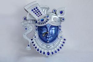 Silver With Blue Plastic Shreenath Ji Wall Frame