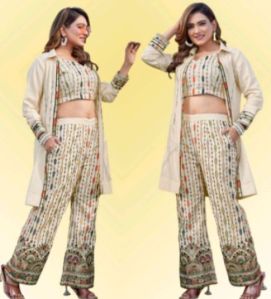Ladies Embroidered Cotton Co-Ord Set