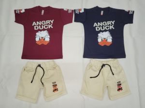 Boys Angry Duck Printed T-Shirt with Shorts