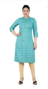 Cotton Green Checked Kurti, Technics : Machine Made