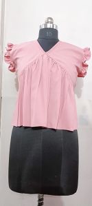 Ladies Pink Cotton Short Top