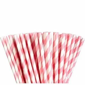 white pink paper straw