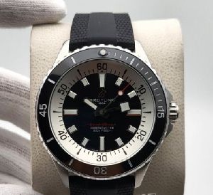 Breitling Superocean 42 Black Dial Rubber Strap Watch