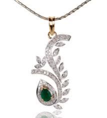 Green Stone Diamond Pendant