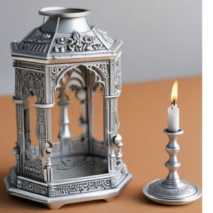 Silver Handcrafted Candle Stand English