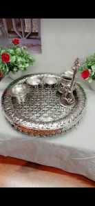 Silver plated  Aluminium pooja thali
