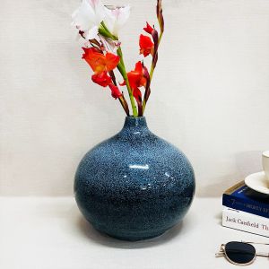 Frosty Blue Round Bud Large Flower Vase