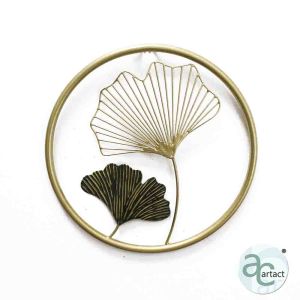 Ginkgo And One Mesh Leave Wall Art Metal Ring
