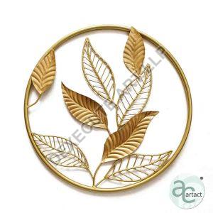 370 Mm Beautiful Style Gold Leaves Wall Art Metal Ring