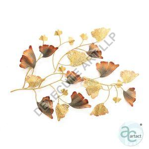 Zinger Grandeur Gold and Copper Leaves Branch Metal Wall Art