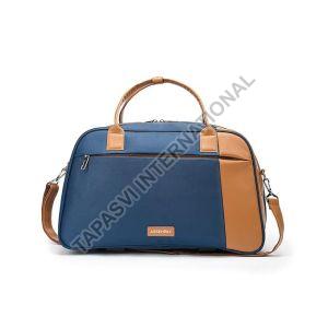 Blue & Brown Rexine Duffle Bag