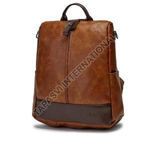 Rexine Brown Stylish School Backpack