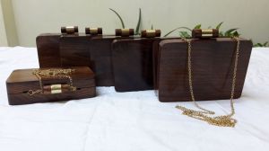 Brown Wooden Clutch Bag