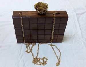 Square Wooden Clutch Bag