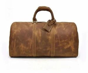 Brown Leather Duffle Bag