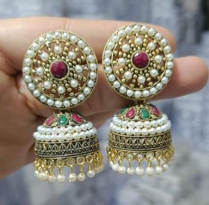 Designer Oxidized Jhumka Earrings