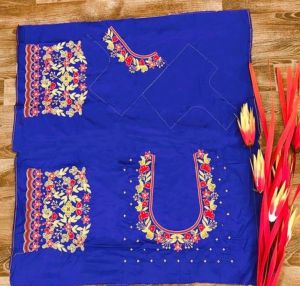 Ladies Blue Embroidered Blouse Fabric