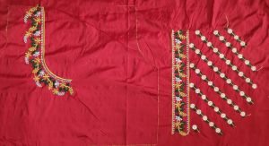 Ladies Red Embroidered Blouse Fabric