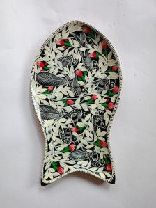 Hand Painted Fish Shaped Wooden Tray
