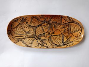 Hand Painted Oval Shaped Wooden Serving Tray