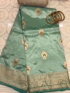 Pista Green Soft Banarasi Silk Saree