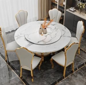 Next White Marble Round Table for Stylish Dining Space