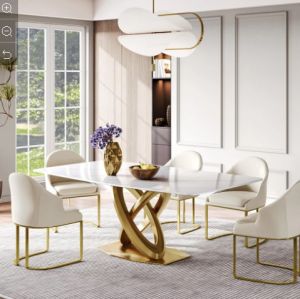 White Marble 6 Seat Dining Table – Hotel Elegance